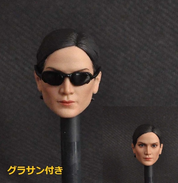 Universal 1/6 Custom Head Agent Trinity with Sunglasses Action Figure Exclusive Replacement Head Female Body Handmade G822, doll, Character Doll, Custom Doll, others