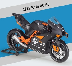 完成品 ダイキャス 2色選択 バイク 1/12スケール KTM RC 8C ミニカー ミニチュア オートバイ ブラック オレンジ 完成品 ハンドル可動 H035