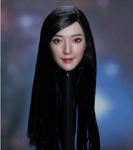 Art hand Auction 1/6 通用活动模型 通用 1/6 女性直长定制替换头 亚洲黑发长脸微型 H132, 玩具娃娃, 人物玩偶, 定制娃娃, 其他的