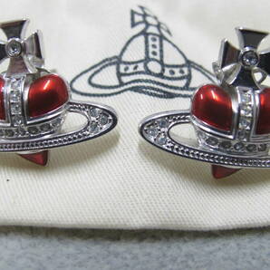 ◆◇■美品■ Vivienne Westwood ヴィヴィアンウエストウッド オーブ ディアマンテ ピアス アクセサリー シルバー系×レッド系 ◇◆の画像2