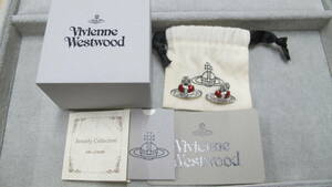 ◆◇■美品■ Vivienne Westwood ヴィヴィアンウエストウッド オーブ ディアマンテ ピアス アクセサリー シルバー系×レッド系 ◇◆