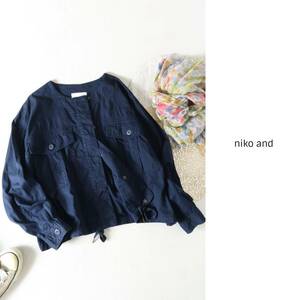 ニコアンド niko and☆製品洗い☆洗える 綿100% ノーカラーミリタリーシャツジャケット 4サイズ☆M-B 1419
