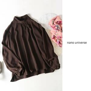 ナノ ユニバース nano universe☆洗える タイカラーブラウス 38サイズ☆C-K 1583