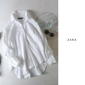 ザラ ZARA☆洗える コットン100％ 前ボタン オーバーサイズ スキッパーシャツ Sサイズ☆A-O 1645