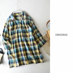 クロコダイル CROCODILE☆洗える コットン100％ チェックシャツプルオーバー Lサイズ☆C-K 1779
