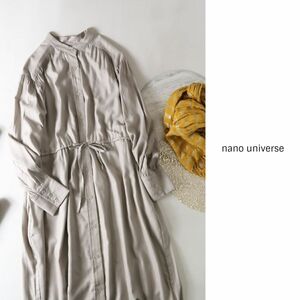 1.3万☆ナノ ユニバース nano universe☆洗える TRUE COTTON ギャザーシャツワンピース 36サイズ☆E-M 1101