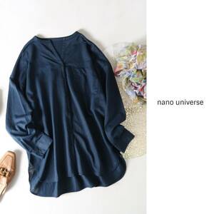 2023SS☆ナノ ユニバース nano universe☆洗える シアーカットワイドシャツ フリーサイズ☆A-O 1430