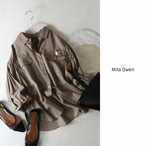 ミラオーウェン Mila Owen☆コットンリネン混 比翼シャツ 0サイズ☆E-M 1636の画像1