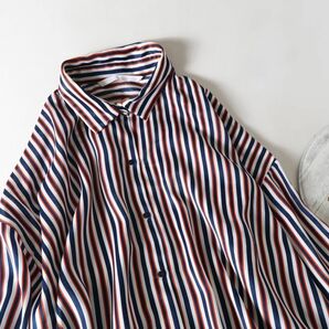 ザラ ZARA☆マルチカラーストライプ オーバーサイズ ロングシャツ Mサイズ☆A-O 1608の画像3