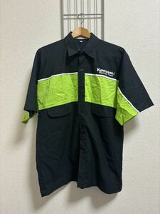 ［Kawasaki］カワサキ　半袖シャツ ブラック　グリーン　L 0240412-54