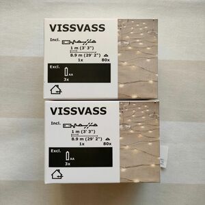 IKEA イケア VISSVASS ヴィスヴァス LEDライトチェーン 全80球 電池式 2箱セット