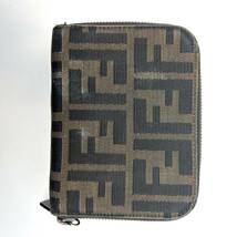 FENDI フェンディ ズッカ柄 キャンバス×レザー 二つ折り 財布 ウォレット 札入れ 小銭入れ メンズ レディース ブラウン系_画像4