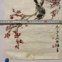 M17）花鳥図 古美術 掛軸 肉筆 中国の近現代画家花鳥作品、北京の有名画家高伯陵花鳥作品91歳の老人！真作！_画像10