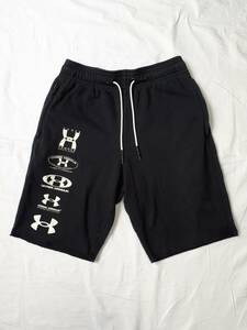 UNDER ARMOUR Under Armor UA соперник Terry 25 anniversary commemoration тренировочный шорты size L черный чёрный в хорошем состоянии Logo большое количество 1361630