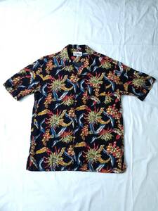 reyn spooner レインスプーナー アロハシャツ 半袖シャツ size L ブラック 花柄 ビキニタグ 状態良い