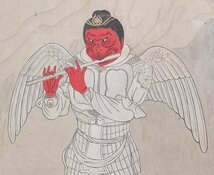 【五】杉本周三 『迦楼羅王』 日本画 彩色 12号 昭和五十八年 額装 共シール_画像3
