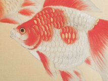 【五】小早川清 『金魚』 真作 絹本 彩色 掛軸 共箱 二重箱_画像5