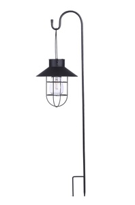 ランタン ソーラー ガーデンライト 庭園灯 LEDランタン エジソン電球 (ブラック, ランプ+台) | a11-15-BK-S