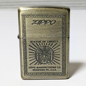 当時物 ZIPPO ジッポービンテージオイルライター STATUE OF LIBERTY 自由の女神 ゴールドカラー 1998年製 喫煙具 動作未確認 現状品