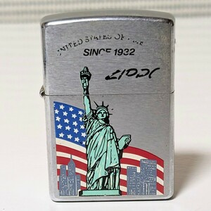 当時物 ZIPPO ジッポービンテージオイルライター アメリカ 自由の女神像 星条旗 シルバーカラー 1999年製 喫煙具 動作未確認 現状品