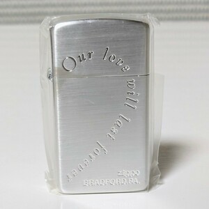 未使用保管品 ZIPPO スリムジッポーオイルライター ハートメッセージ 私達の愛は永遠に続く 銀仕上げ シルバーカラー 2007年製 現状品