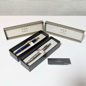 Parker パーカー ボールペン 2本 インク黒 ブルーカラー シルバーカラー 試し書きOK 筆記用具 現状品