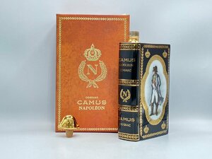 ST【同梱不可】CAMUS カミュ ブック型 ナポレオン 紺金陶器 箱有 替え栓付き 700ml 40％ 1170g 未開栓 古酒 Z050104