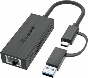 送料無料 WAVLINK usb lan USB-C 有線LANアダプター/USB-C USB-A 2in1 LAN変換コンバーター/RJ45 ギガビットイーサネット