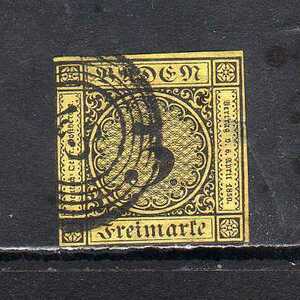 194027 Germany .. bar ten1851 year normal figure 3k black on yellow color put on square fancy cardboard used 