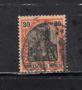 194085 ドイツ帝国 1905年 普通 ゲルマニア 30pf 赤味オレンジと茶黒 on クローム黄着色紙 平時印刷 使用済