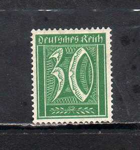 194109 ドイツ ワイマール共和国 1922年 普通 数字 30pf 暗い青味緑 未使用OH