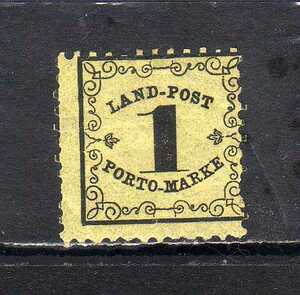 194034 Germany .. bar ten1862 year shortage charge stamp figure 1k black on yellow color put on square fancy cardboard unused OH