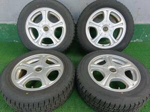 社外14インチアルミホイール 4穴マルチ 175/65R14 バリ溝 ダンロップ 冬タイヤ WM02 4本 売切!!