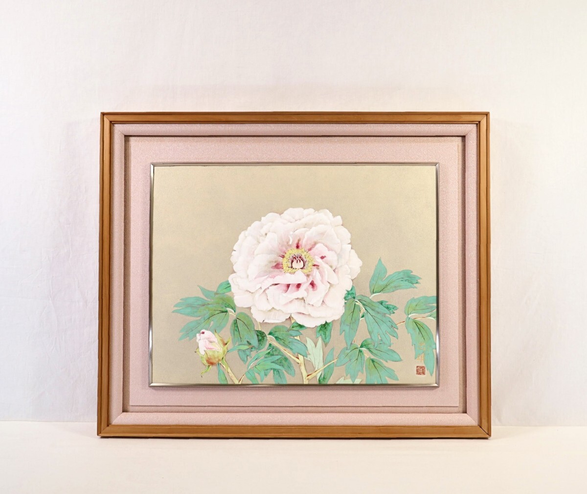 Genuine work by Tadao Okazaki, Japanese painting Peony size 10, from Kyoto Prefecture, Sogakai, delicate brushwork, large and elegant, a new flower and bird painting that combines Western and Eastern painting expressions, 8791, Painting, Japanese painting, Flowers and Birds, Wildlife