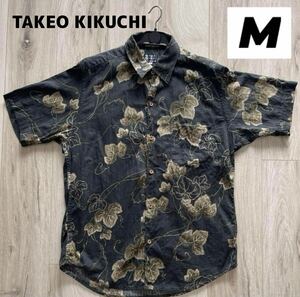 TAKEO KIKUCHI タケオキクチ 柄シャツ　グレー　メンズ　半袖　M