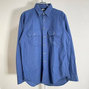 80s USA製 WOOLRICH ウールリッチ シャモアクロス ネルシャツ ネイビー f503