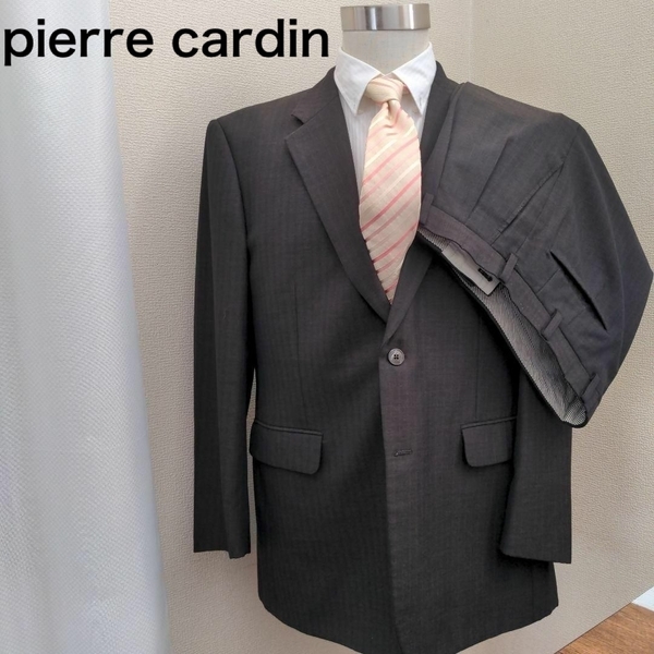 スーツ メンズスーツセットアップ ブラウンストライプ ピエールカルダン AB6 pierre cardin