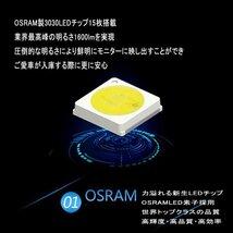 LEDバックランプ T16 30W 1600ルーメン 9-30V 無極性 ホワイト 6000K バルブ 2本セット_画像2