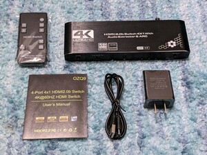 0604u0822　HDMI切替器 4K@60Hz 4入力1出力 NEWCARE HDMI音声分離器 SPDIF/同軸/3.5mmオーディオ出力付 HDCP 2.2 ARC機能 リモコン操作