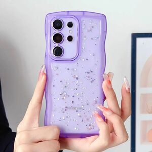 I Galaxy S24 Ultra ケース クリア TPU カバー ウェーブ おしゃれ 韓国 可愛