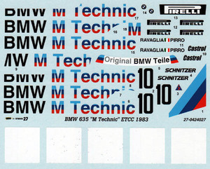 [STUDIO27]1/24 BMW635M Technic'83 decal 