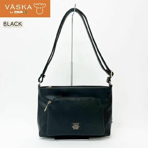 ★新品★ VASKA by moz 合皮パンチング 横ショルダーバッグ ブラック