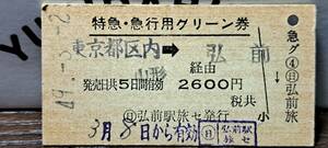 (4) A 特急急行グリーン券 都区内→弘前 3000