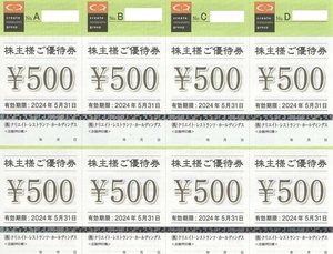 クリエイトレストランツ株主優待 4,000円分（500円×8枚）