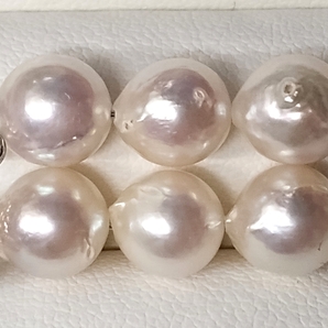 ◆照り艶綺麗 アコヤ あこや 本真珠 約7.5-8mm珠 3連パール スイングイヤリング シルバーカラー Y46 の画像6