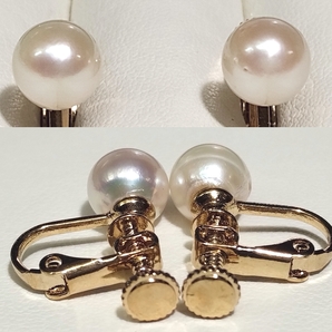 ◆照り艶綺麗 アコヤ あこや 本真珠 約7.5-8mm珠 イヤリング ゴールドカラー Y87の画像8