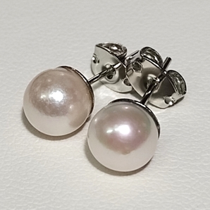 ◆照り艶綺麗 あこや真珠 アコヤ 本真珠 約6.5-7mm珠 ピアス シルバーカラー Y80の画像5