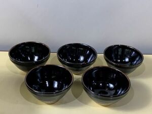 ◆☆89 茶わん 5個まとめ 天目 花道具　アンティーク　コレクション　工芸品　陶芸　日本の陶芸◆T
