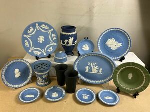 *GB68 tableware etc. summarize Wedge wood WEDGWOOD jasper . plate ( large plate, medium-sized dish ),. jpy plate, small plate, black cup, vase etc. *T