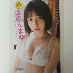 お-037『雑誌グラビア ラミネート加工』『はのんまゆ INUWASI 黒髪ボブ 水着 アイドル』ヤングマガジン 2024年4月1日号 B5 2枚4ページ ※15